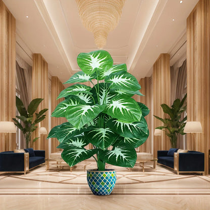 Une plante d'extérieur artificielle avec 18 grandes feuilles, adaptée à la décoration de la maison, décoration d'intérieur de palmier de printemps sans Pots