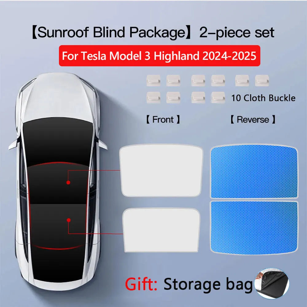 Pare-soleil pour Tesla modèle 3 toit ouvrant Highland 2025 modèle Y 2020-25 boucle en tissu de glace pare-soleil verre avant arrière lucarne accessoire
