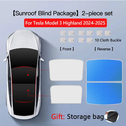 Pare-soleil pour Tesla modèle 3 toit ouvrant Highland 2025 modèle Y 2020-25 boucle en tissu de glace pare-soleil verre avant arrière lucarne accessoire