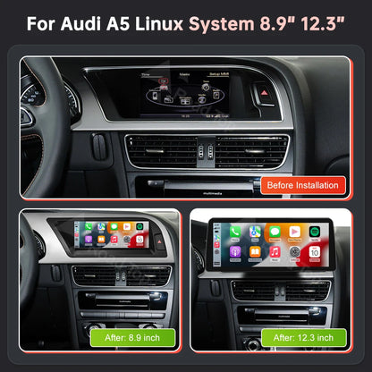 Écran Linux d'affichage multimédia de voiture de 8.9 ''12.3" pour Audi A5 S5 2008-2016 avec Carplay sans fil Android Auto Airplay Autolink