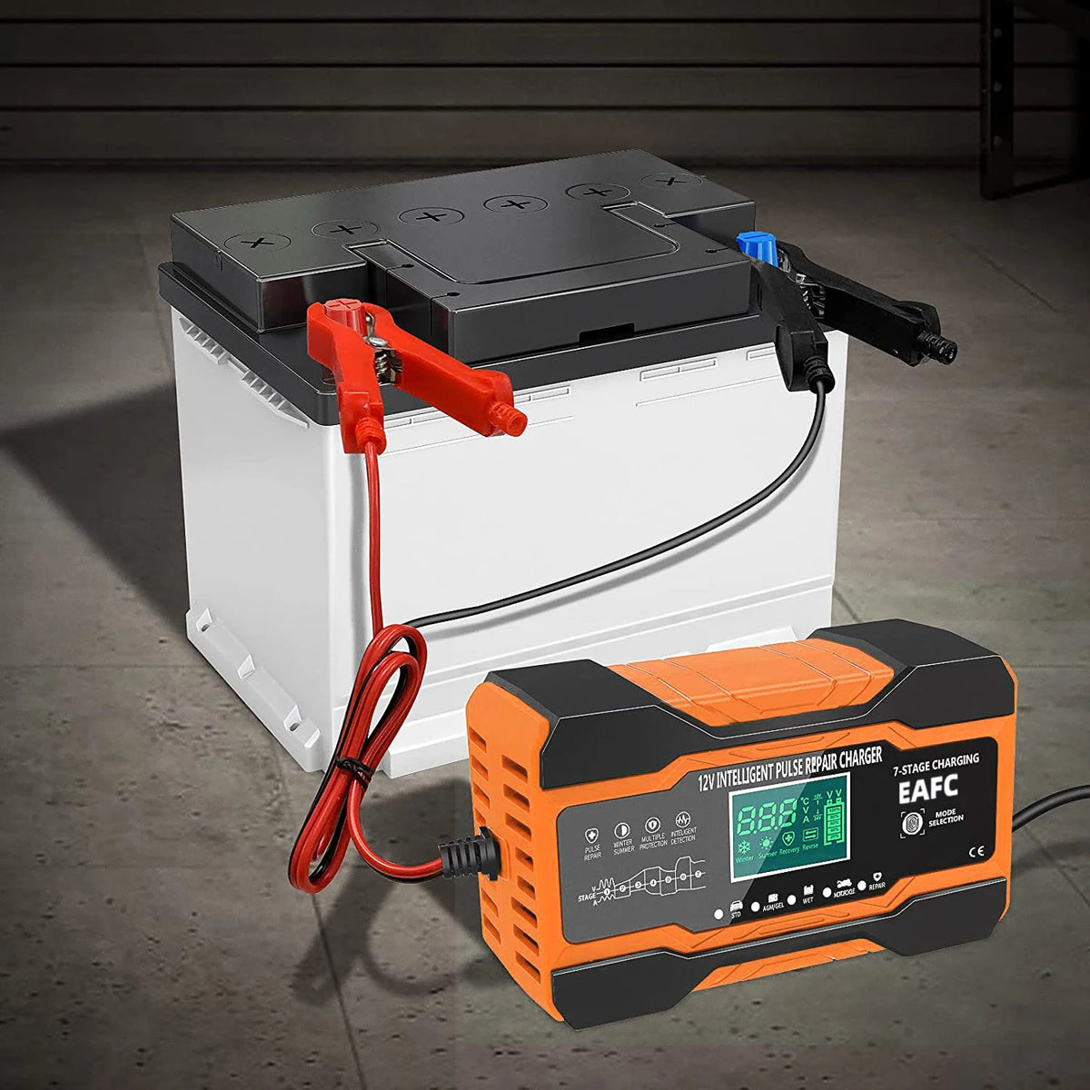 Chargeur de batterie intelligent 12V 24V 12a 10a, Charge rapide pour Batteries de voiture, Charge en 7 étapes, réparation d'impulsions pour GEL AGM humide, plomb acide