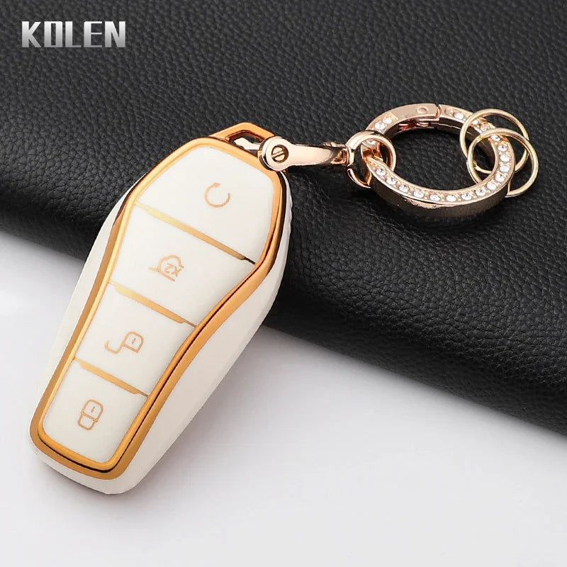 Pour BYD Song Plus Atto 3 Han EV Tang DM Qin joint dauphin mode TPU voiture clé housse protégée porte-clés Fob accessoires