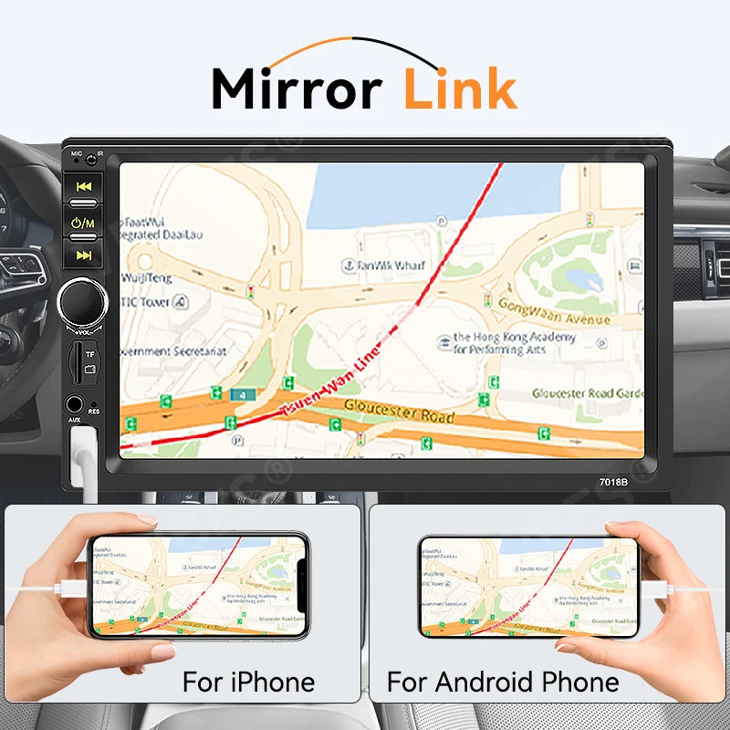VENBES 7 pouces autoradio universel Mirrorlink Bluetooth FM caméra de recul 1 DIN Auto Audio