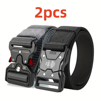 Ensemble de 2 pièces de nouvelle ceinture de taille pour hommes, ceinture décontractée à boucle à dégagement rapide, adaptée au cyclisme, à l'escalade, à la pêche, au golf et aux autres s