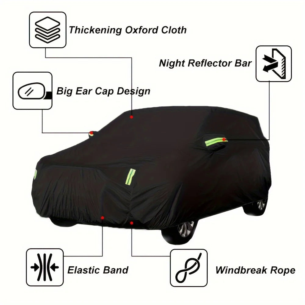 Couverture de voiture Protection extérieure extérieur soleil neige UV couvre SUV berline Auto parasol anti-poussière étanche noir argent