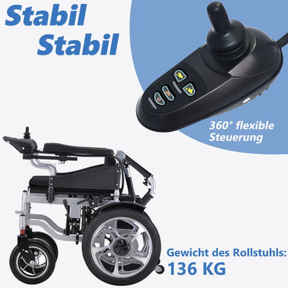 Fauteuil roulant électrique 500W, 20AH, pliable, inclinable, capacité de poids de 150KG, portée de 22KM, conception ergonomique