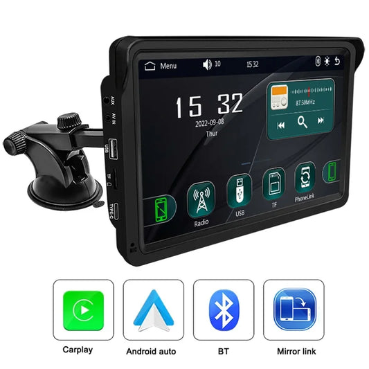 Lecteur DVD de voiture à écran tactile de 7 pouces, système de navigation de voiture, autoradio MP5, stéréo, écran IPS, Bluetooth, lien miroir, type-c universel