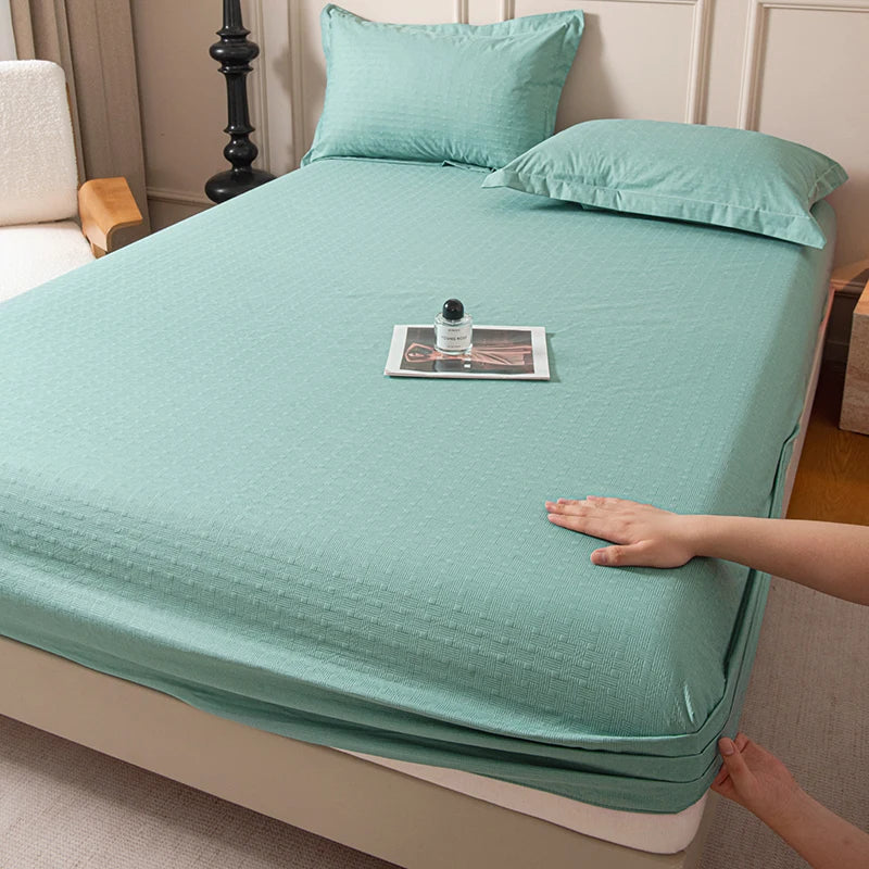 Drap-housse avec bande élastique, couleur unie, housse de matelas douce pour lit simple, double, king, queen, 90/120/140/150/160/180x200cm