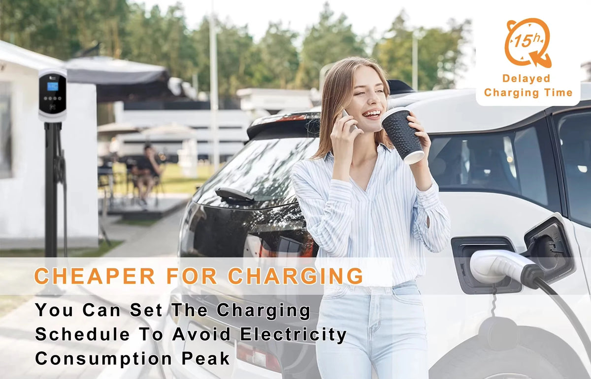 Fey123 EV Chargeur 32A 22KW 3Phase 11KW 16A Chargeur de Voiture Électrique EVSE Wallbox 7.6KW 32A Vope2 Câble Prise IEC62196-2 Andrea Control