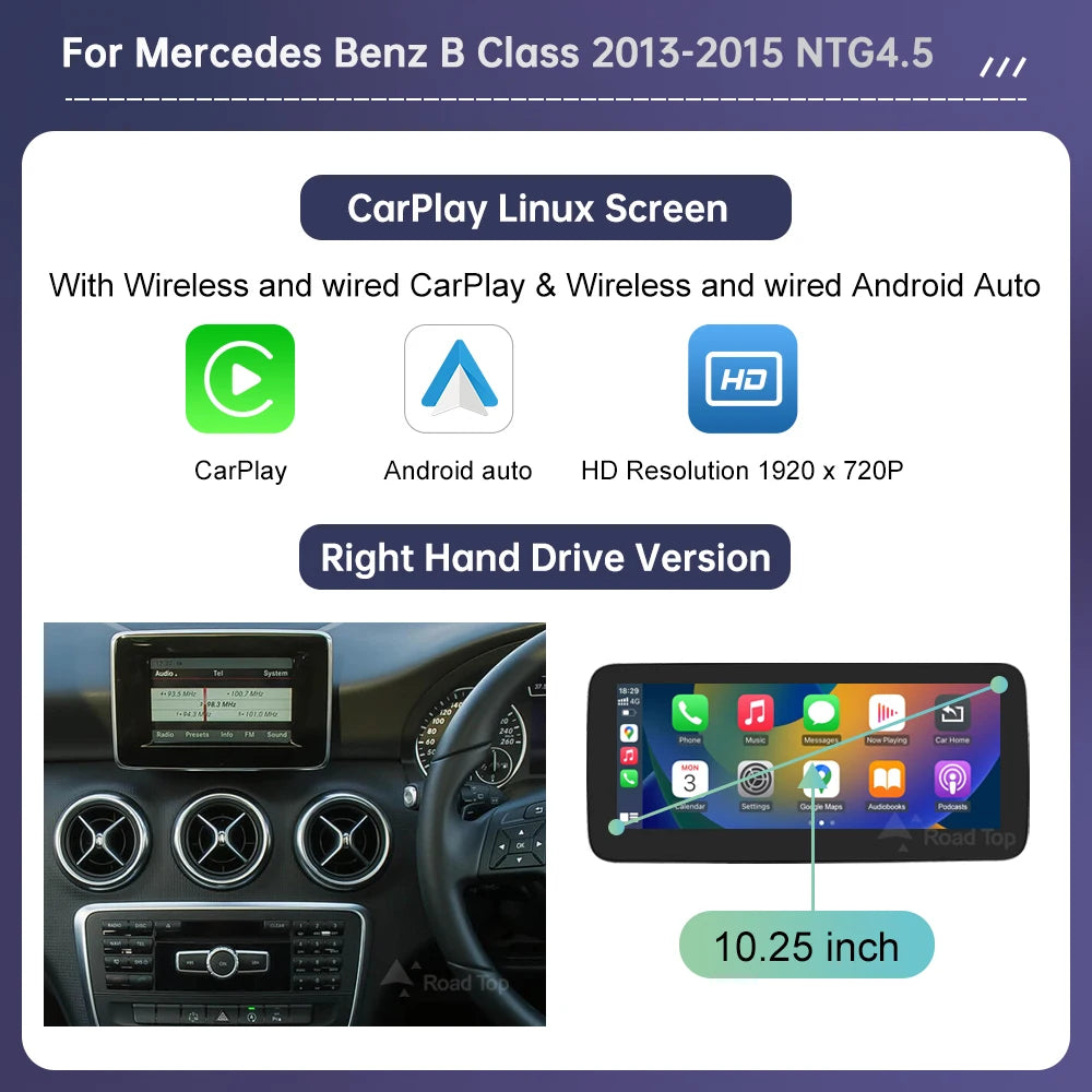 Écran tactile pour Mercedes Benz classe A W176 CLA GLA classe B W246 NTG4.5 GPS multimédia avec lecteur de voiture Carplay Android Auto