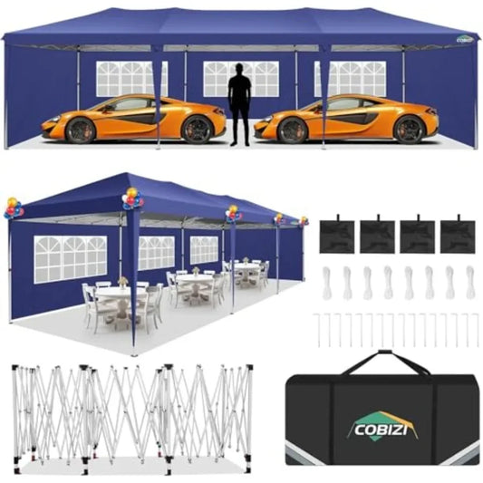 Tente pop-up 10x30 avec 5 parois latérales, tentes de fête pour mariages, événements extérieurs, événements commerciaux, résistante à l'eau, pour jardin