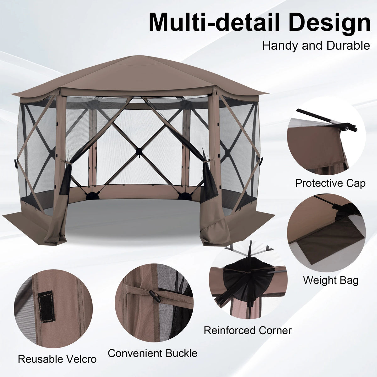 Maison d'écran de tente de belvédère escamotable pour le camping, pièce d'écran de 12x12 avec le toit parfait, belvédère d'écran extérieur avec le filet