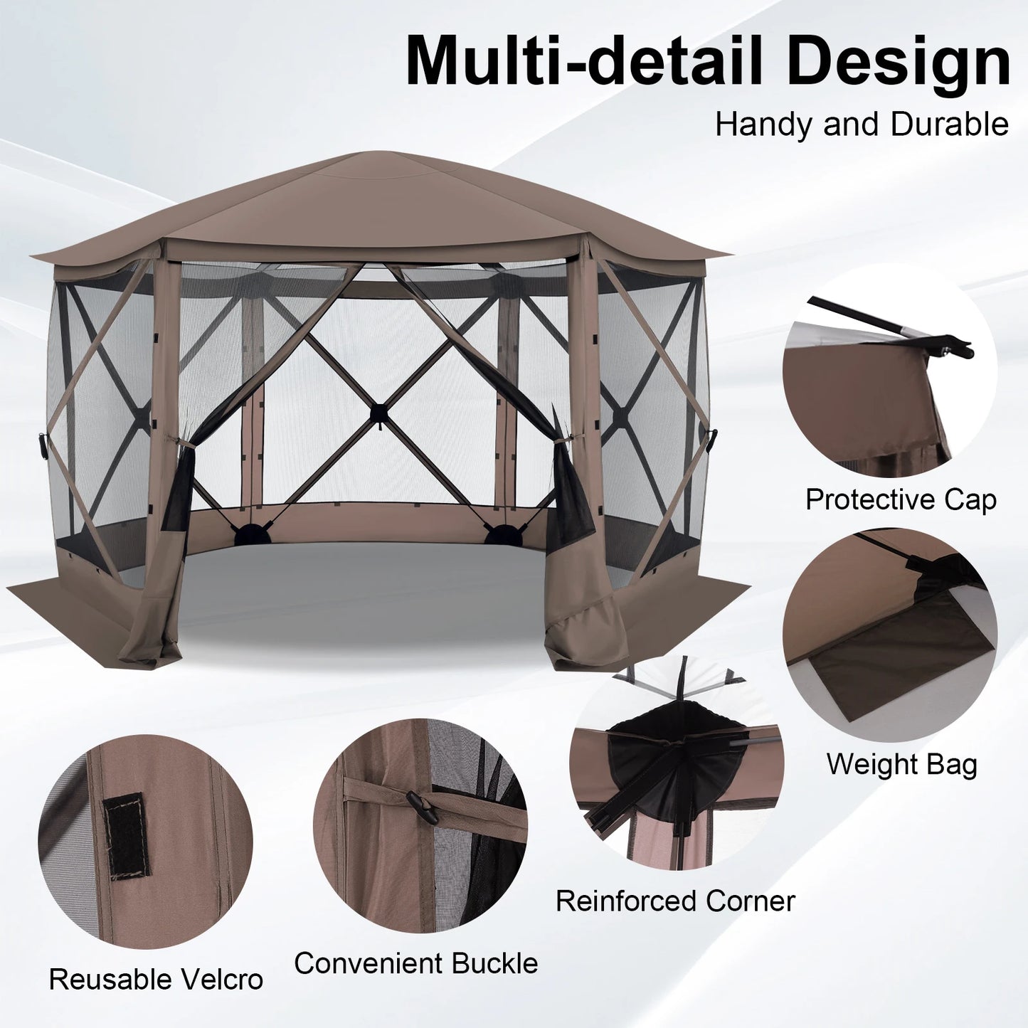 Maison d'écran de tente de belvédère escamotable pour le camping, pièce d'écran de 12x12 avec le toit parfait, belvédère d'écran extérieur avec le filet