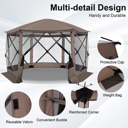 Maison d'écran de tente de belvédère escamotable pour le camping, pièce d'écran de 12x12 avec le toit parfait, belvédère d'écran extérieur avec le filet