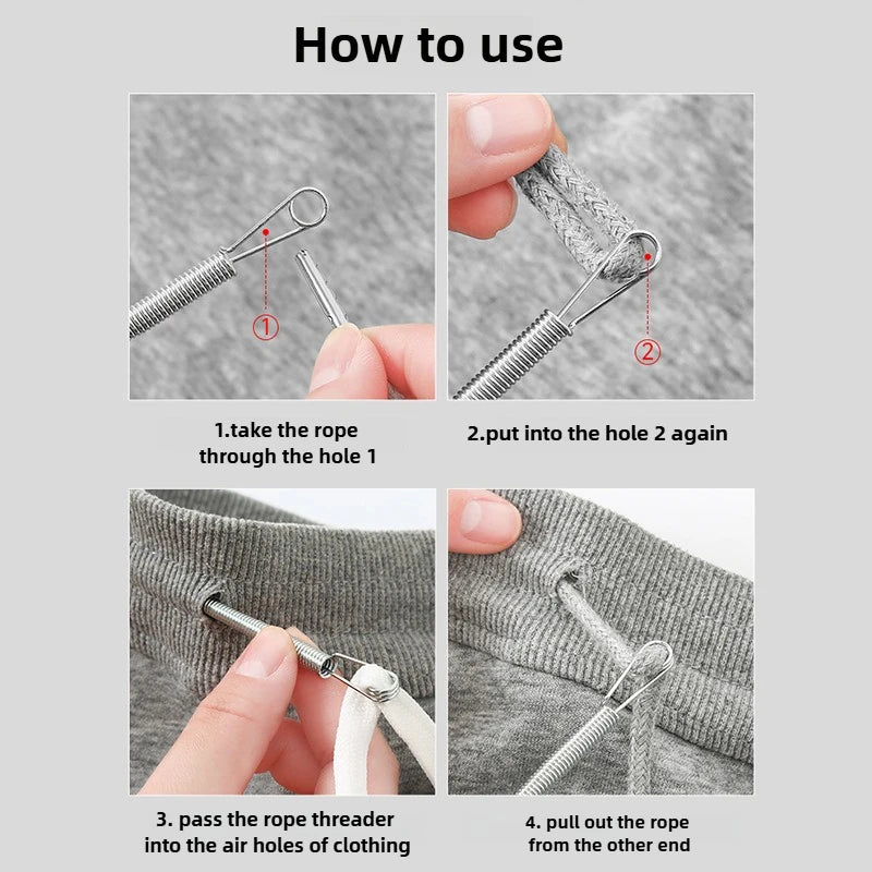 Enfile-cordon à ressort pliable, Clip pour pantalons, sweat à capuche, bande élastique, cordon en dentelle, fil à cordon Flexible, accessoires de couture, bricolage