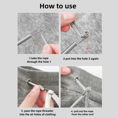 Enfile-cordon à ressort pliable, Clip pour pantalons, sweat à capuche, bande élastique, cordon en dentelle, fil à cordon Flexible, accessoires de couture, bricolage