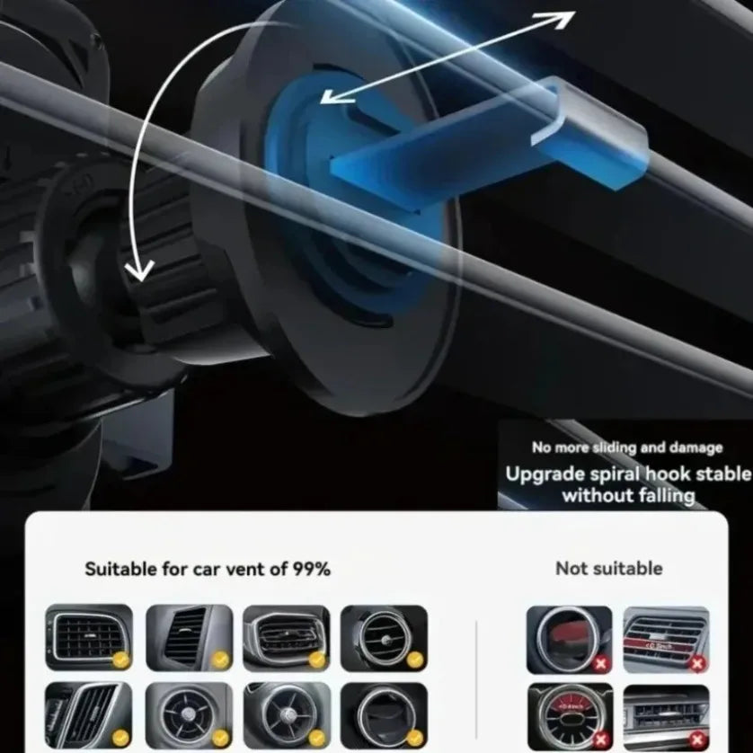 Chargeur de voiture sans fil 15W, support de téléphone à ouverture rotative électrique, support de téléphone portable pour grille d'aération, serrage automatique, accessoires de voiture