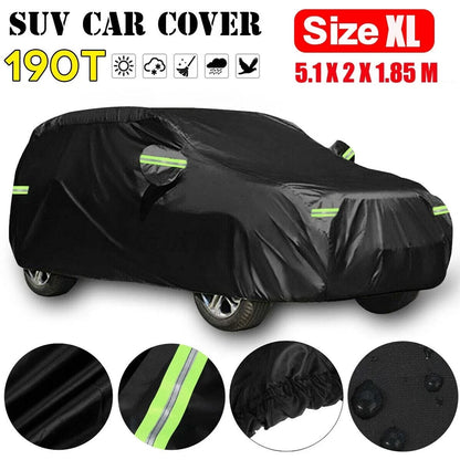 Qualité universelle SUV/berline couverture de voiture complète noir Durable extérieur imperméable soleil pluie neige Protection UV voiture fermeture éclair conception M-XXL