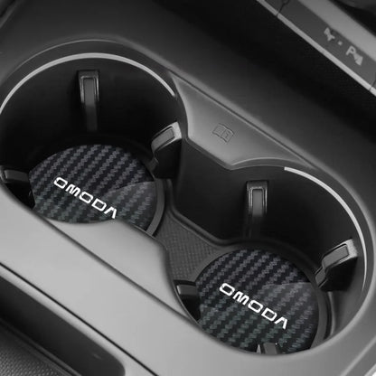 2 قطعة مانع للانزلاق من ألياف الكربون للسيارة، حصيرة كوب الماء لـ Chery Omoda C5 C3 E5 BX EX 2022 2023 2024 2025، اكسسوارات سيارة
