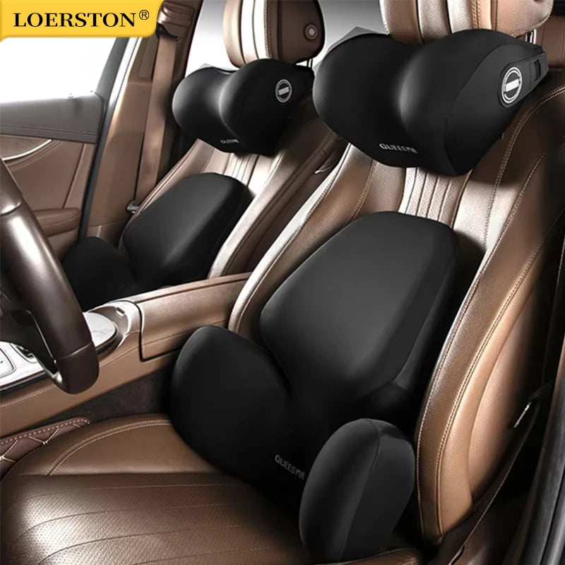High Quality Universal Car Headrest Cushion Car Seat Neck Pillow Perforated Leather Breathable Lumbar Support Car Pillow