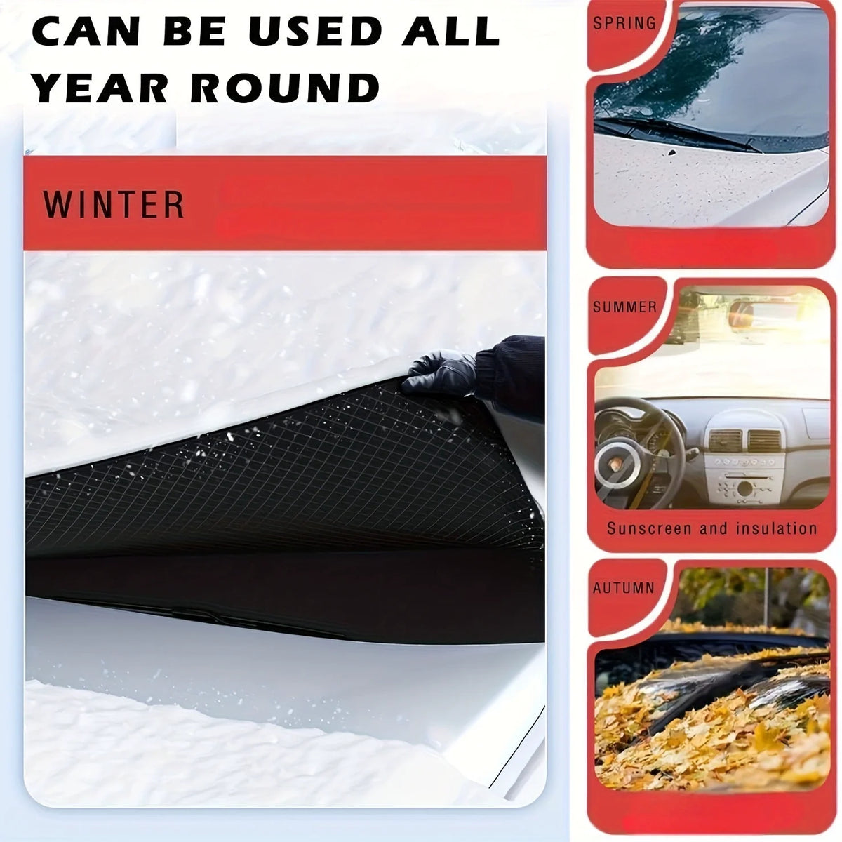 Couverture de neige de voiture d'hiver avec renfort magnétique, demi-couvercle, bouclier anti-gel et anti-neige pour pare-brise, Protection de véhicule automobile
