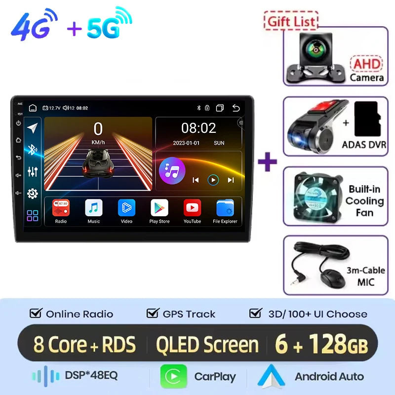 Autoradio multimédia vidéo avec navigation GPS Android16 CarPlay sans fil pour Ford New Transit 2009-2019 Focus 2005-2010