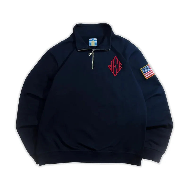Y2K rétro Quarterzip pull à capuche Epstein motif de broderie sweat-shirt américain Vintage décontracté Streetwear hommes manteau surdimensionné