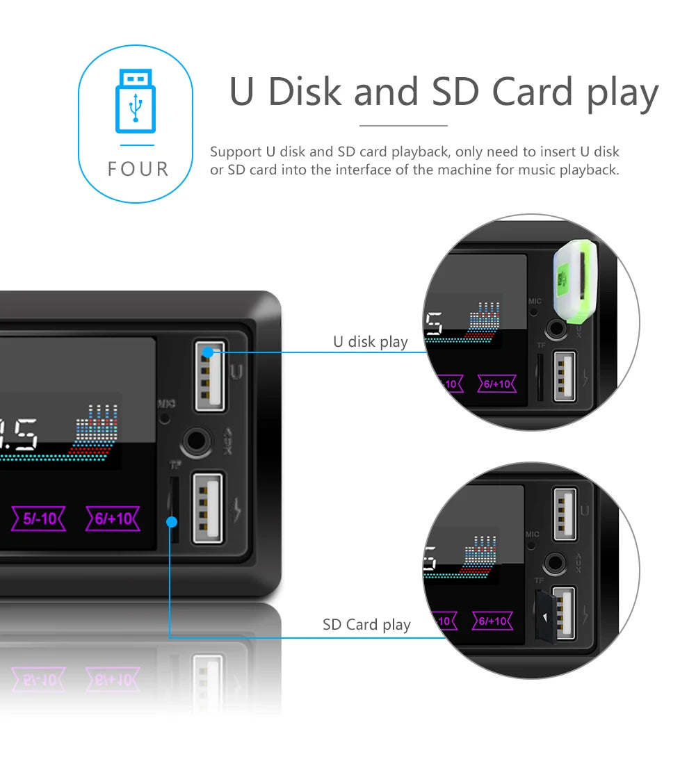 Hikity 1 DIN Lecteur MP3 de voiture à écran tactile intégré 12V Radio stéréo Bluetooth FM USB SD AUX-IN 12V Autoradio avec télécommande