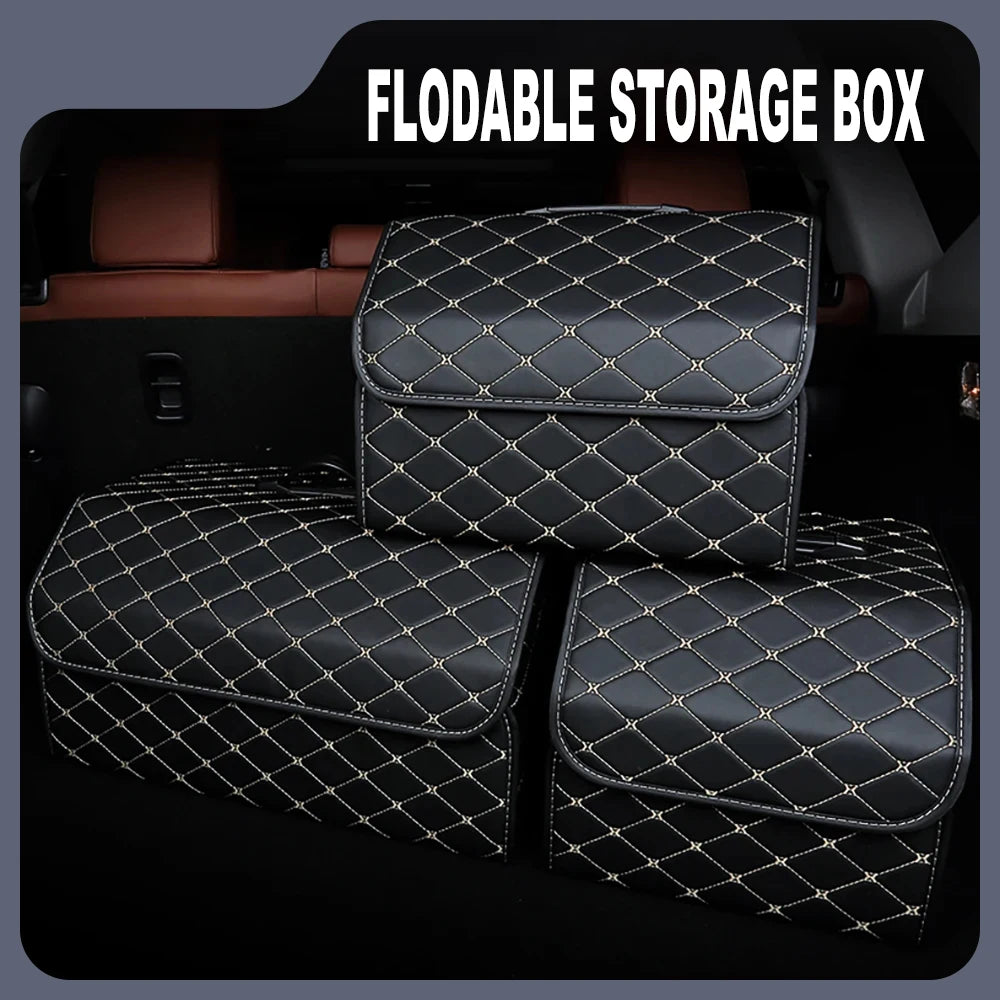 Boîte de rangement pour coffre de voiture, grande capacité, outils multi-usages automobiles, sac de rangement, rangement, rangement, cuir, pliable pour l'urgence
