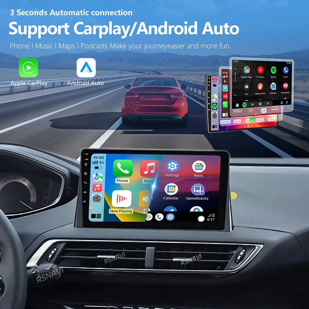 Android 15 Carplay Auto 2K écran autoradio multimédia lecteur vidéo pour Peugeot 5008 4008 3008 2017 - 2020 2din Autoradio stéréo