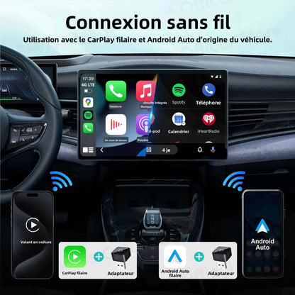 Adaptateur Cube 3-en-1 OTTOCAST Express MINI AIR 4.0 sans fil CarPlay Android Auto pour iOS, Mise en Miroir d'Écran, Accessoires Auto 2026