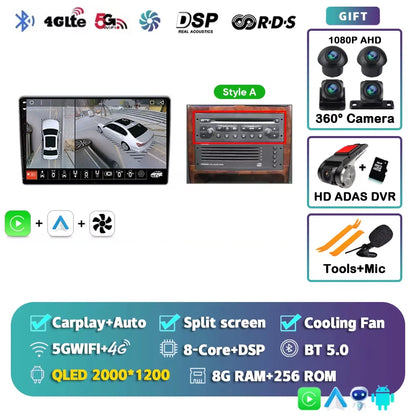 Autoradio Android 15 pour Peugeot 307 CC 307CC 307SW 2002 - 2013 sans fil Carplay Android Auto stéréo lecteur multimédia 4G 2 Din