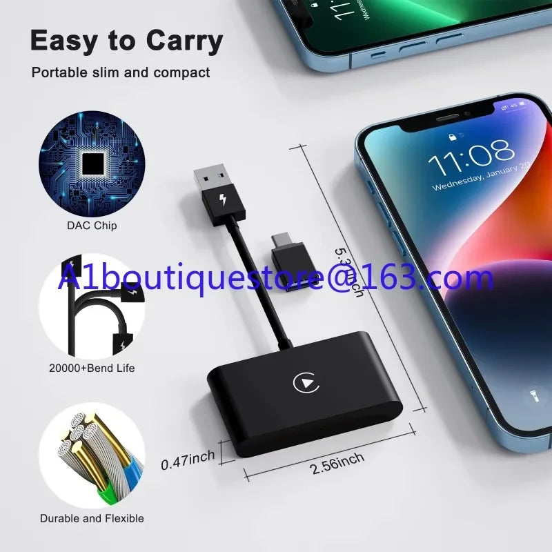 محول Apple عالي الجودة لاسلكي Ai Carplay سلكي إلى لاسلكي Apple Auto Carplay دونجل لـ Oem Carplay Apple Auto