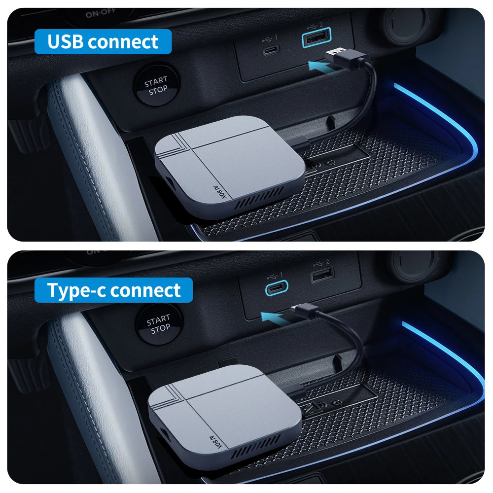 2026 3 en 1 Android 12 CarPlay Smart Ai Box 4 + 32G 2 + 16G adaptateur de voiture Android sans fil Plug & Play boîte de télévision de voiture pour YouTube Netflix