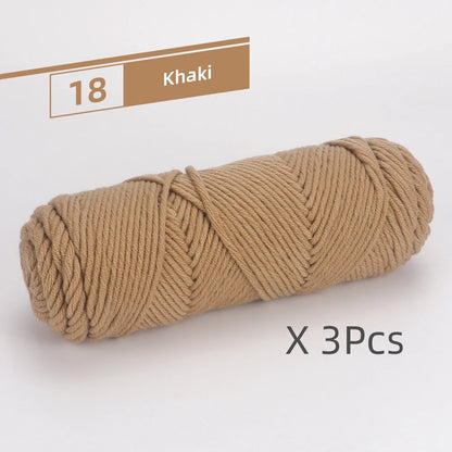 خيط قطن ناعم للحياكة الكروشيه، خيط لا يسبب الحساسية، حزمة من 3 قطع - 300 جرام / 10.5 أوقية، خفيف ممشط، متوسط الوزن للأوشحة والقبعات