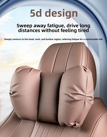 Coussin de tête de siège auto universel de haute qualité, oreiller de nuque en cuir perforé respirant, support lombaire pour voiture
