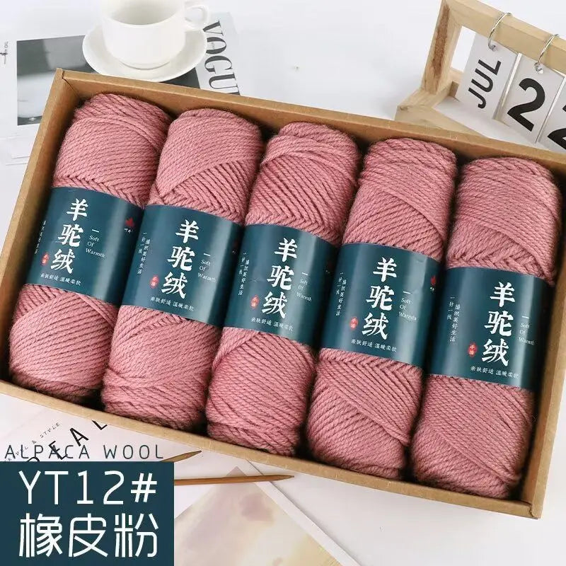 Fil de laine d'alpaga et cachemire, 500 g/ensemble, pour vêtements au Crochet, chapeaux, gants, moyennement épais, 3 plis, fil de laine tricoté à la main de haute qualité, gonflé