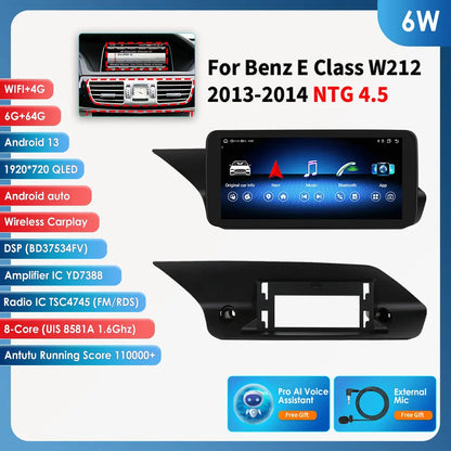 Autoradio Android 13 de 10.25 Pouces avec Lecteur de Limitation 4G Carplay, pour Mercedes Benz W212 Classe E NTG 4.0 4.5 5.0 E200 E230 E260 E300 S212