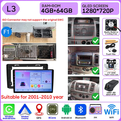 Autoradio Android 16 pour Renault Trafic 2 pour Opel Vivaro A pour Nissan primastar 2001 - 2014 GPS Navigation Carplay Android Auto