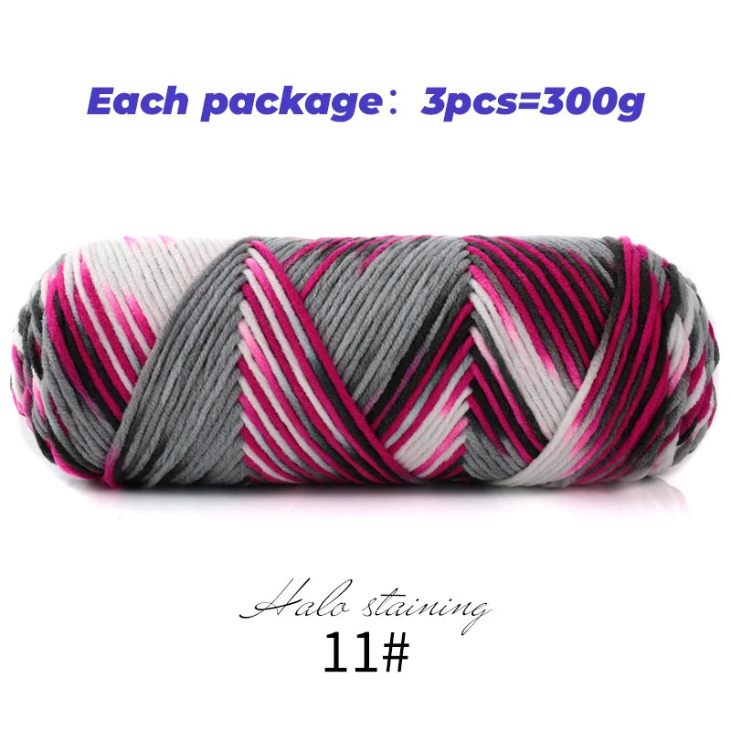 Pull auto-tissé en coton au lait teint à 5 brins, écharpe, couverture moyenne épaisse, fil au Crochet tissé fait à la main, 300g