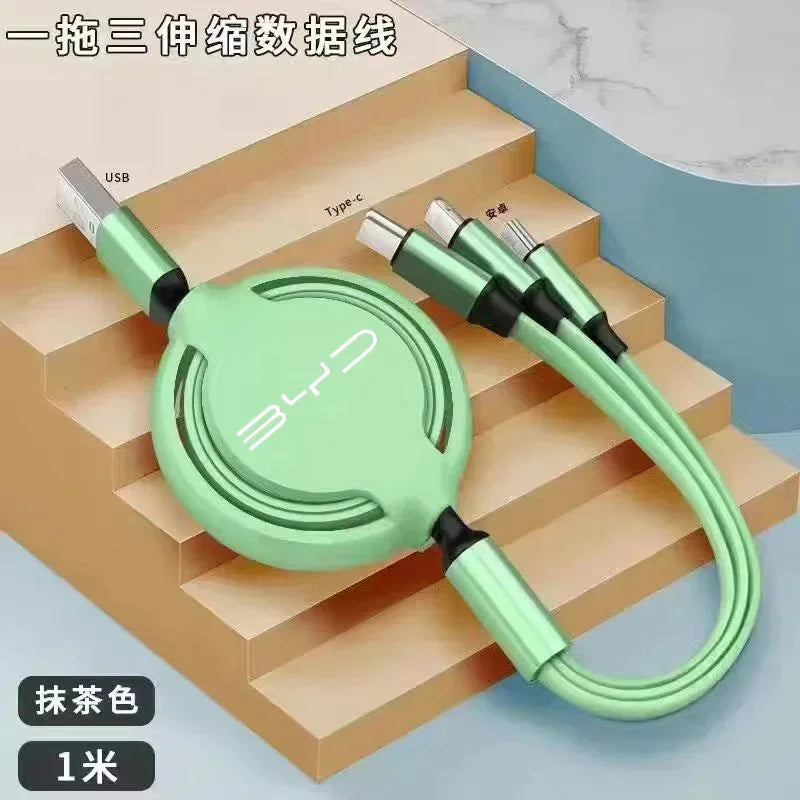 Câble de données à charge rapide, 100W, multifonctionnel, 3 en 1, BYD M6 G3 G5 T3 13 F3 F0 Dock S7 E5 E6 L3, Tang Yuan ATTO3 Song