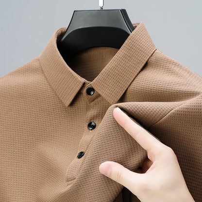 Chemise à manches longues pour hommes, Polo décontracté, couleur unie, à la mode, respirant, confortable, polyvalent, nouvelle collection