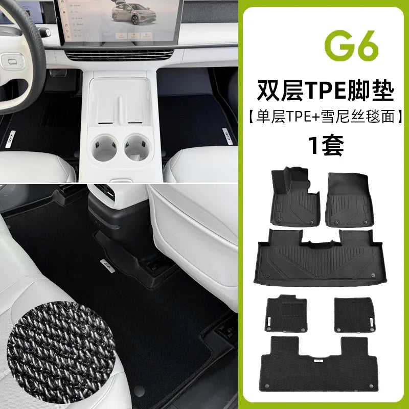 بوليمرات خاصة للأرضيات لسيارات Xiaopeng G6 G9، TPE، صديقة للبيئة، مقاومة للماء، طبقة مزدوجة، سجادة سيارة، قدم، Xpeng
