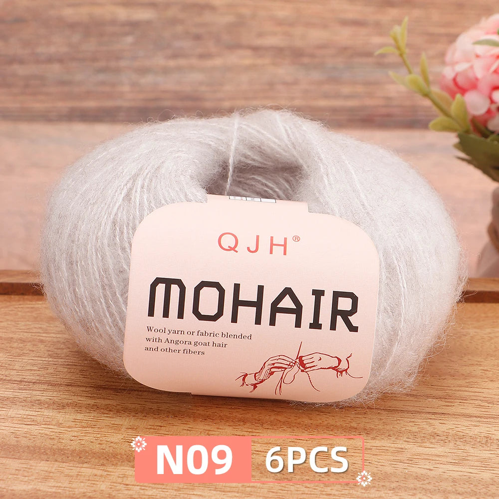 Fil Mohair doux et chaud, 6 paquets/150g, chaussettes de pull en tricot faites à la main, fil d'écharpe châle au Crochet, 60% Mohair, 40% acrylique