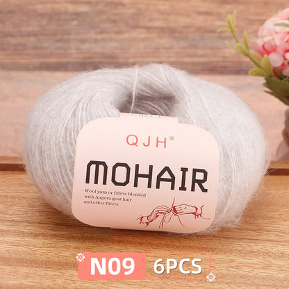 Fil Mohair doux et chaud, 6 paquets/150g, chaussettes de pull en tricot faites à la main, fil d'écharpe châle au Crochet, 60% Mohair, 40% acrylique