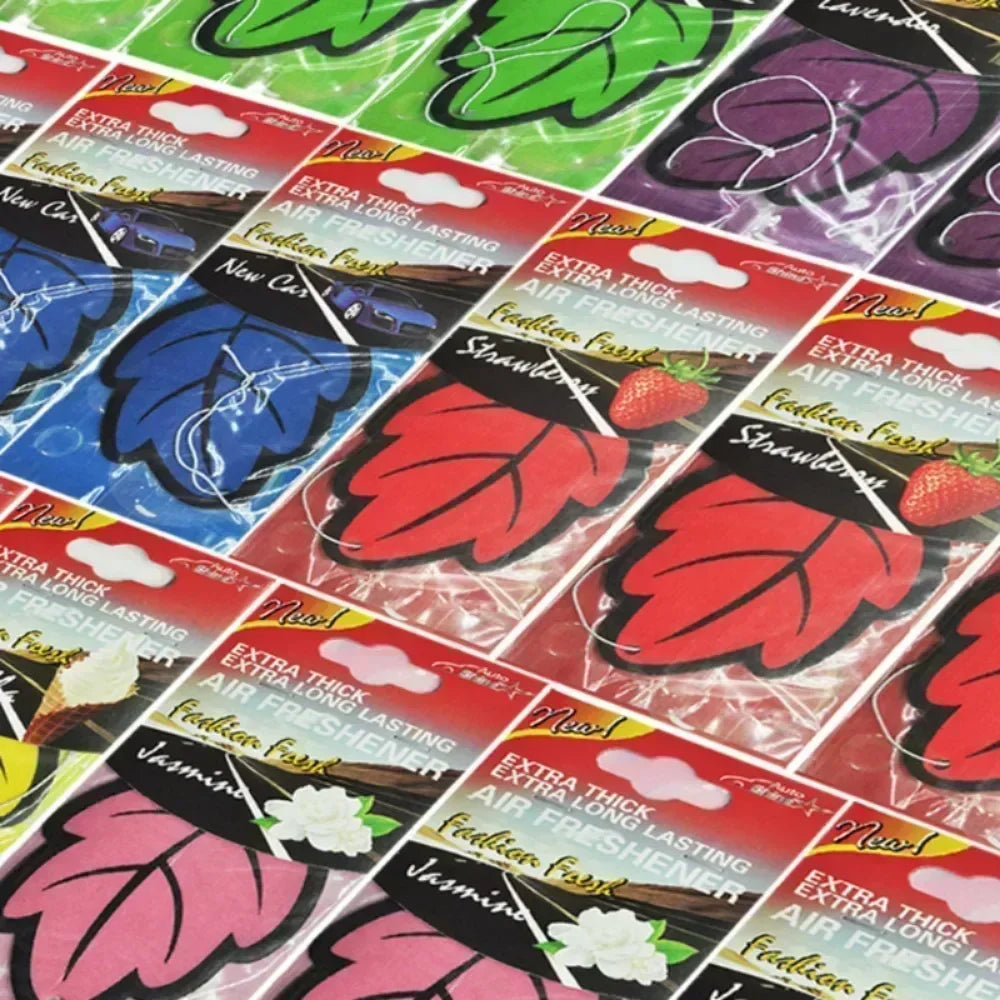 Désodorisant de voiture en papier de thé parfumé naturel, 3 à 60 pièces, parfum de vanille suspendu automatiquement en forme de feuille, accessoires d'intérieur de voiture