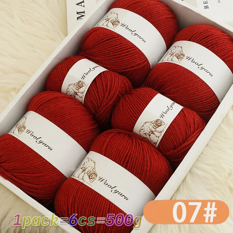 Fil de laine moyen de couleur Pure, 500g, à la mode, Simple, chaud, fait à la main, adapté aux écharpes à tricoter, pulls, gants, chapeaux