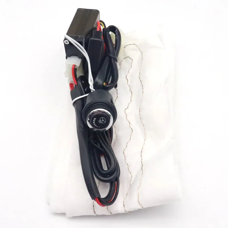 Kits de chauffage de volant de voiture en tissu floqué 12V, 4 interrupteurs, coussinets thermiques universels pour voiture, housses de volant chauffantes 60x9cm pour voitures