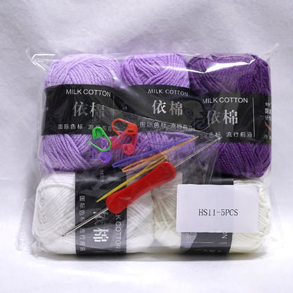 Combinaison de fils de coton au lait, couleurs mélangées, ensemble de fils à tricoter au Crochet pour bricolage artisanal, pull, écharpe, tricot, 5 pièces