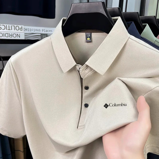 Polo à manches courtes pour hommes, marque haut de gamme, lettre imprimée, cool, respirant, décontracté, business, nouveau style d'été 2025, T-shirt à revers